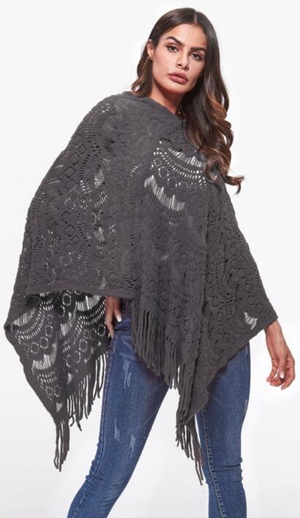 SZ60180-4  Knitting Crochet Wings Bat Sweater Tassels Wrap Coat Shawl Poncho